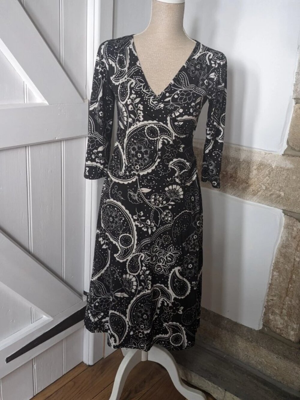 Black floral pattern faux leather long dress